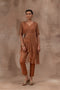 Drape top in copper colour tissue with half sleeve
